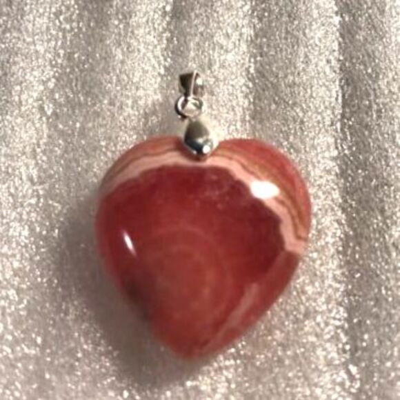 Beautiful Rhodochrosite Heart Pendant - Picture 1 of 5